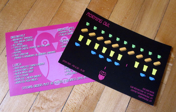 Morning Owl Menu Cards